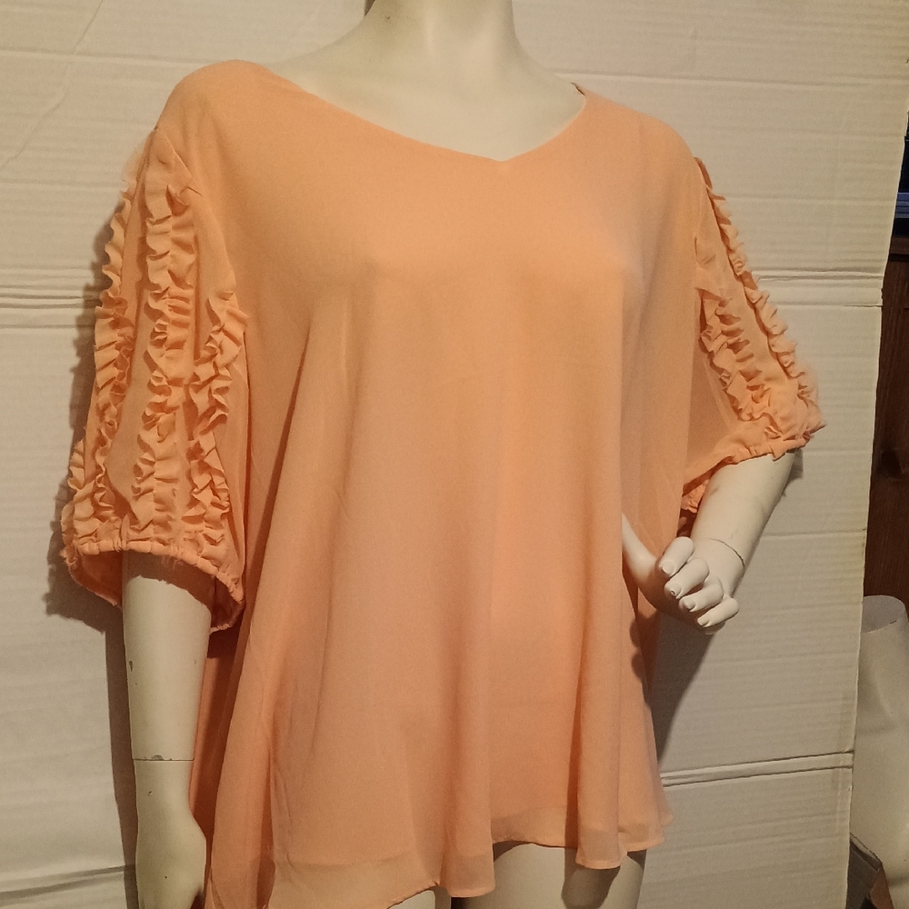 Cato Apricot Ruffle Sleeve Blouse